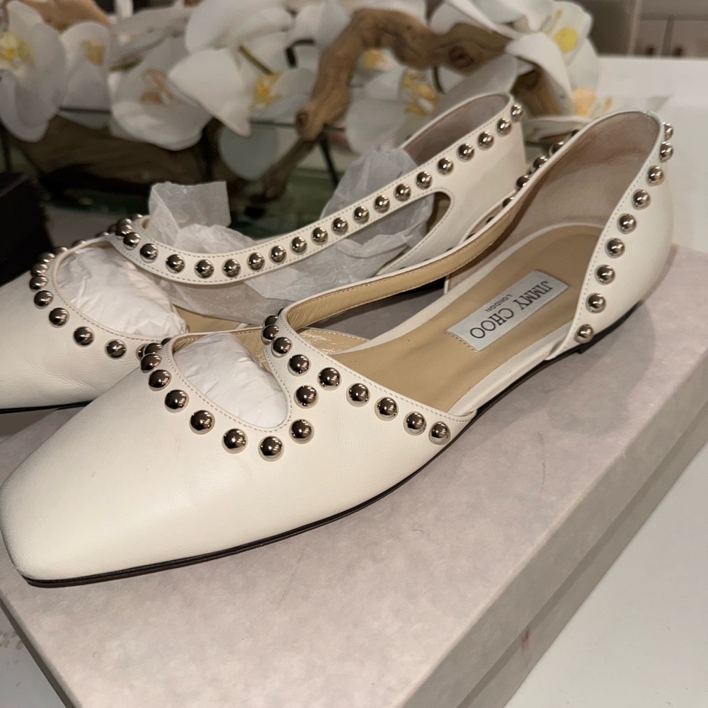 Jimmy Choo White Studded Women's Shoes
